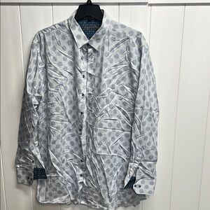 Visconti Black Men's tall  Blue Patterned Shirt Size 3xlt (Dillards)